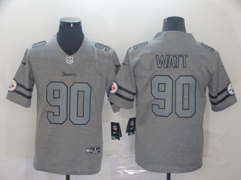 Men Pittsburgh Steelers #90 Watt Grey Retro Nike NFL Jerseys